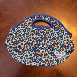 BYO Rambler Blue and Orange Cheetah Print Zipper Closure Lunch Bag